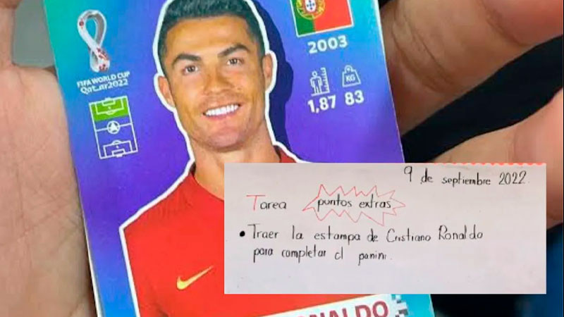 Maestra ofrece puntos extras al alumno que le consiga la estampa de Cristiano Ronaldo 