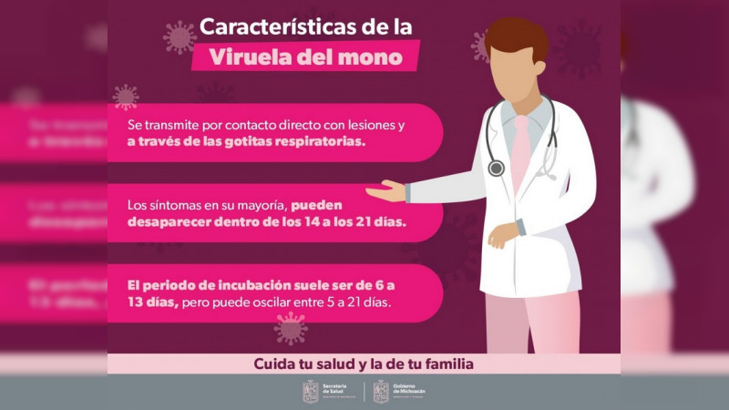 Confirma SSM 4 casos positivos de viruela símica en Michoacán
