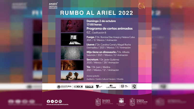 Llega al Centro Cultural Clavijero el ciclo de Cine “Rumbo al Ariel”