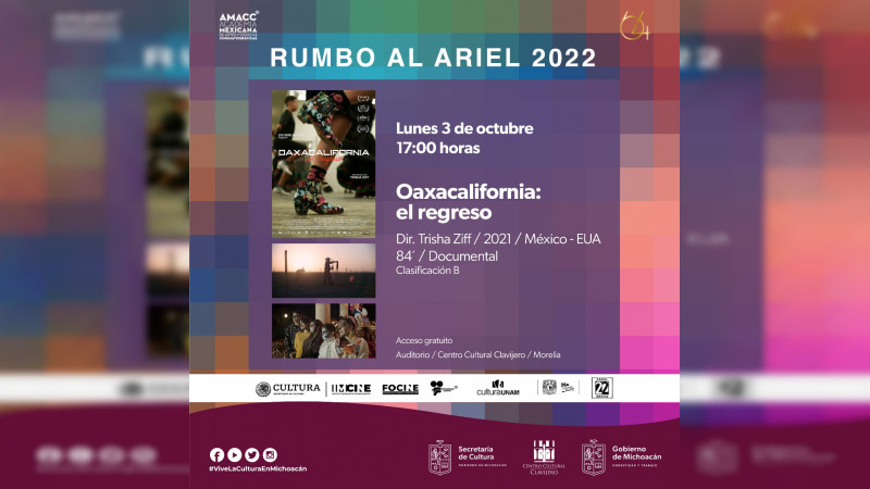 Llega al Centro Cultural Clavijero el ciclo de Cine “Rumbo al Ariel”