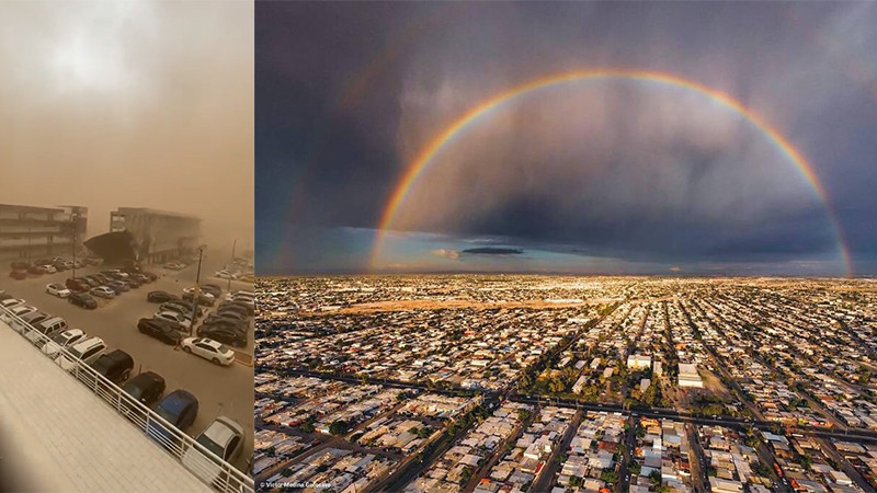 Tormenta de arena e impresionante arcoiris sorprende a habitantes de Mexicali 