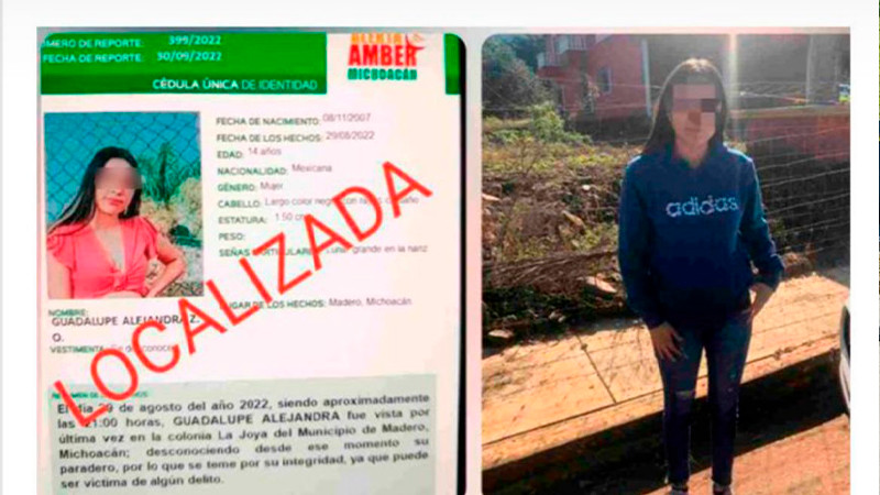 Localizan, sana y salva, en Nayarit a menor reportada como desaparecida en Michoacán  