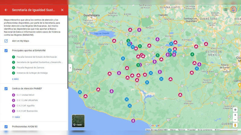 Michoacán: Crea mapa interactivo para identificar centros de atención a mujeres víctimas de violencia 