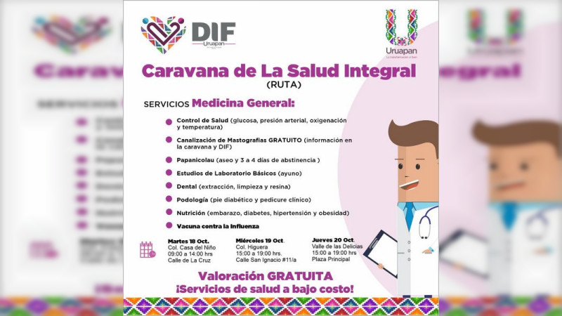 Invita DIF municipal de Uruapan a Caravana de la Salud 