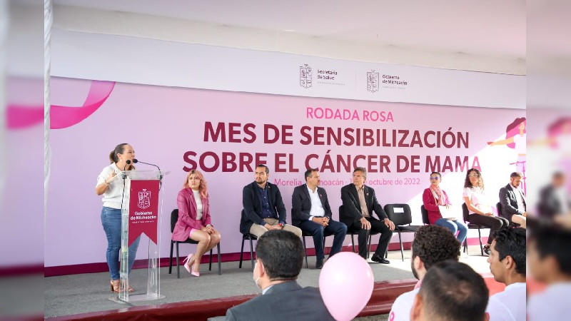 Con rodada rosa, Gobierno de Michoacán conmemoró Día Internacional de la Lucha contra el Cáncer de Mama