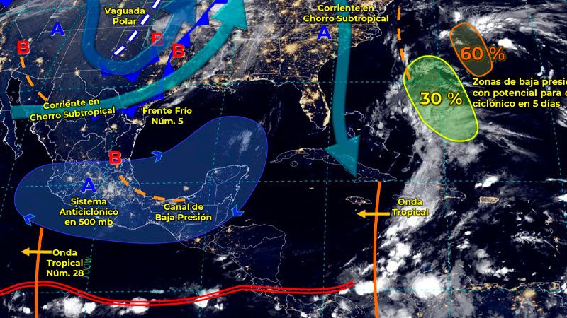 Frente frío 5 generará lluvias y ambiente frío en gran parte del país 