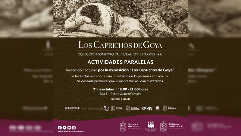 Centro Cultural Clavijero invita a actividades en el marco de la exposición "Los Caprichos de Goya"