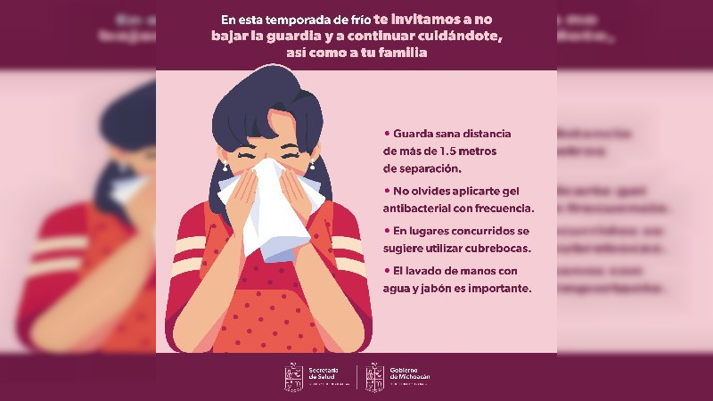 Llama Secretaría de Salud de Michoacán a prevenir contagios de COVID-19 en temporada de frío  