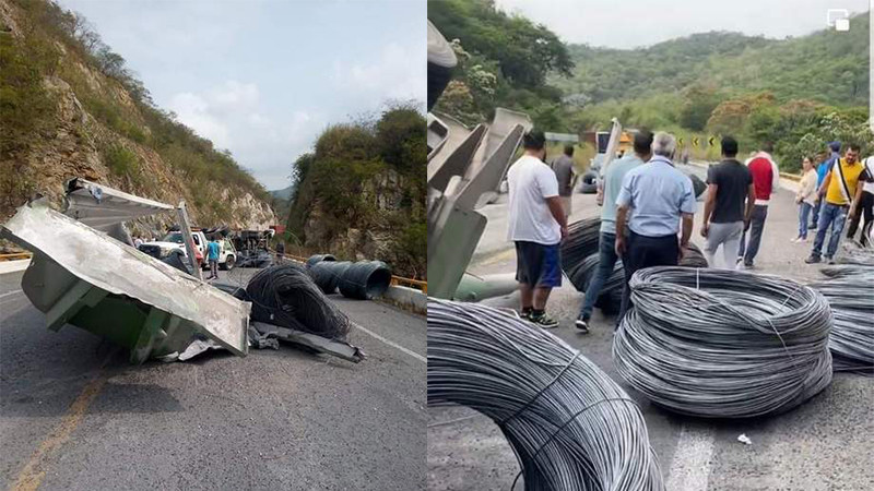 Vuelca tráiler en la Autopista Siglo XXI y ocasiona caos vehicular