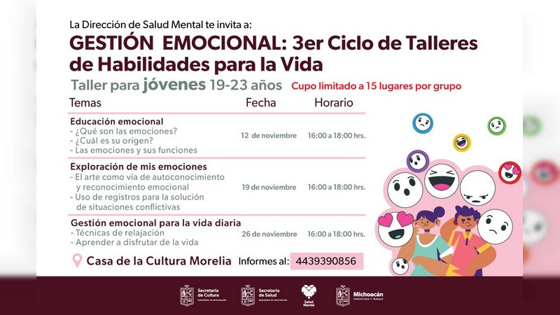 Invita Gobierno de Michoacán a prevenir el suicidio con talleres dirigidos a padres e hijos