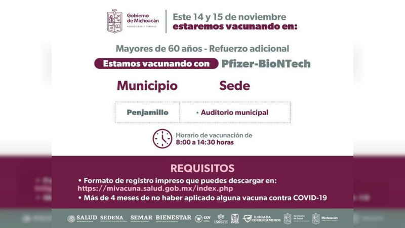 Inicia refuerzo de vacunación contra COVID-19 para personas de 60 años y más