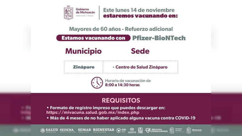 Inicia refuerzo de vacunación contra COVID-19 para personas de 60 años y más
