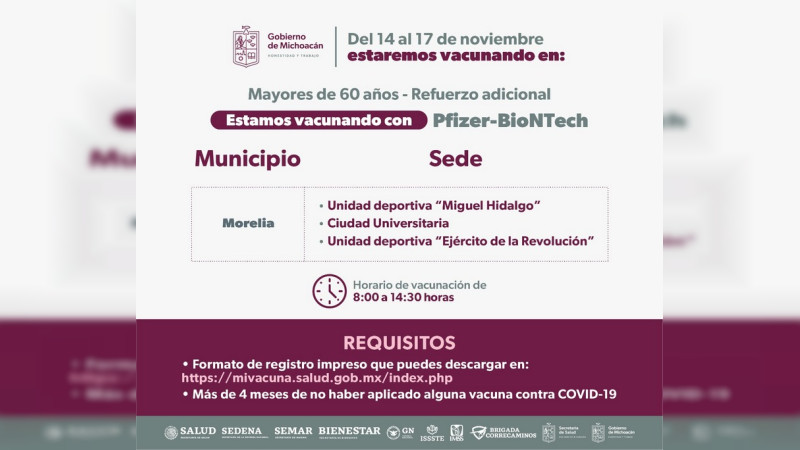 Inicia refuerzo de vacunación contra COVID-19 para personas de 60 años y más