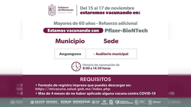 Inicia refuerzo de vacunación contra COVID-19 para personas de 60 años y más