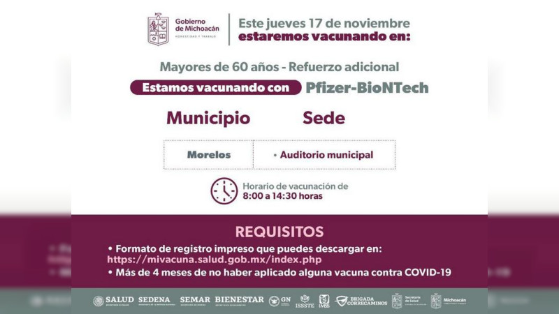 Inicia refuerzo de vacunación contra COVID-19 para personas de 60 años y más
