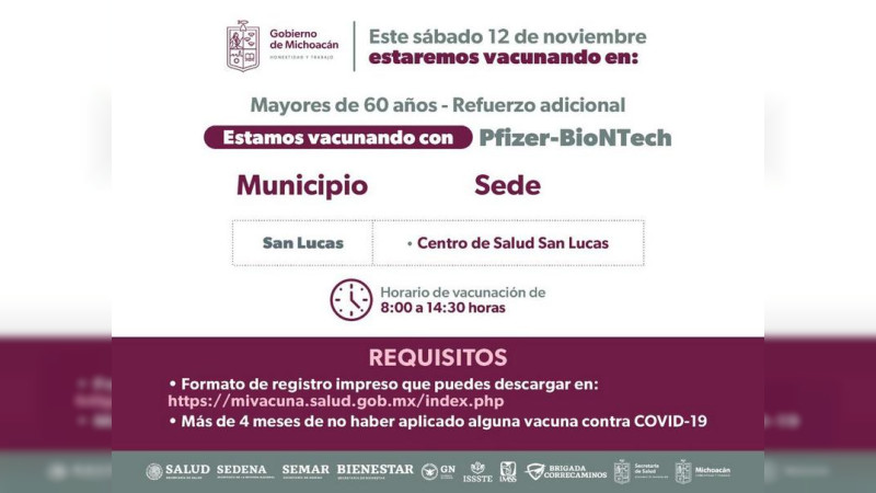 Inicia refuerzo de vacunación contra COVID-19 para personas de 60 años y más