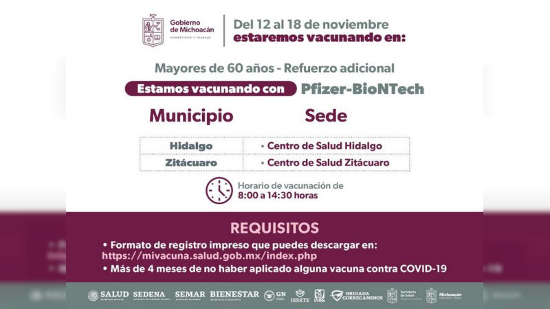 Inicia refuerzo de vacunación contra COVID-19 para personas de 60 años y más