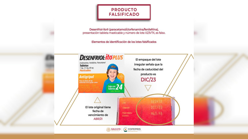 Alerta SSM sobre falsificación de antigripales Desenfriolito y Rosel