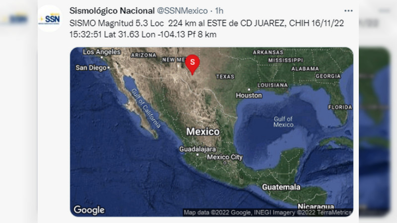 Sismo de 5.3 grados sacude Ciudad Juárez, Chihuahua 