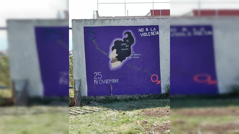 Estudiantes del Cecytem Morelia diseñan y pintan murales en el marco del 25N 