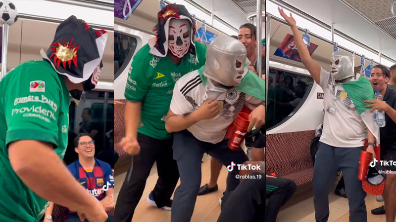 Mexicanos arman función de lucha libre en Metro de Catar 