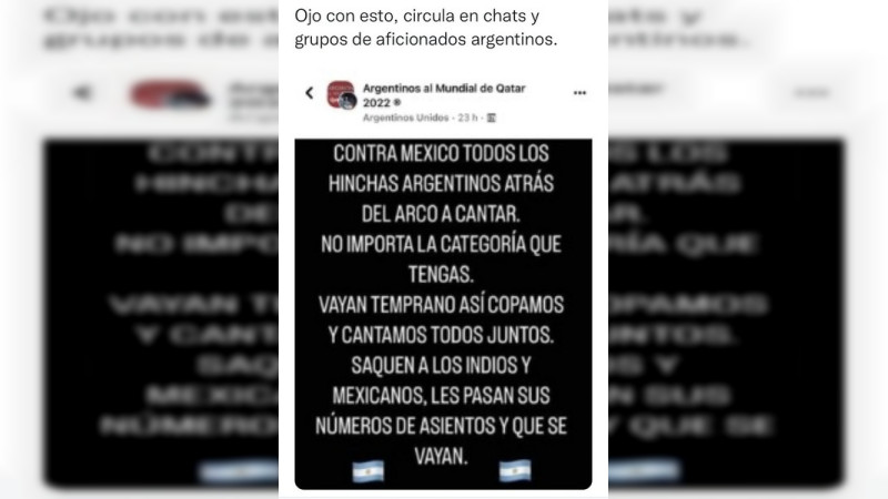 Hinchas de Argentina llaman a quitarle los asientos a la “los indios” en partido contra México