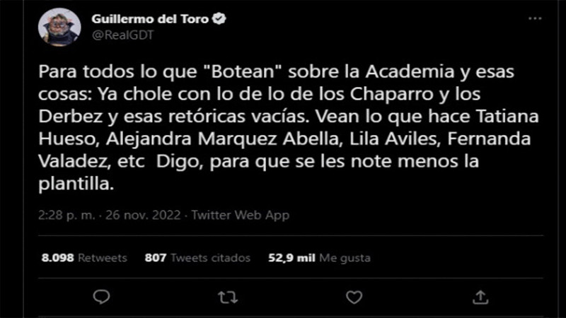 Ya chole con lo de los Chaparro y los Derbez: Guillermo del Toro 