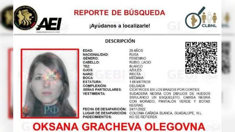 Desaparece joven rusa en Guadalupe, Nuevo León 