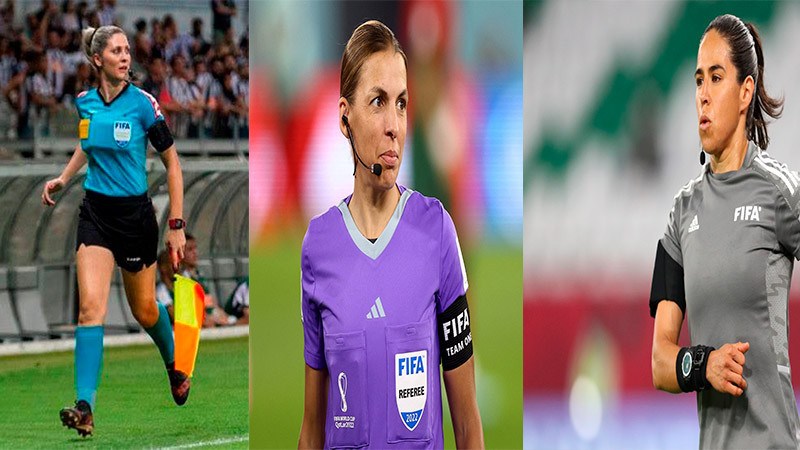Stéphanie Frappart, primera mujer que será árbitra central en la historia de los Mundiales, junto a la mexicana Karen Díaz y la brasileña Neuza Back 