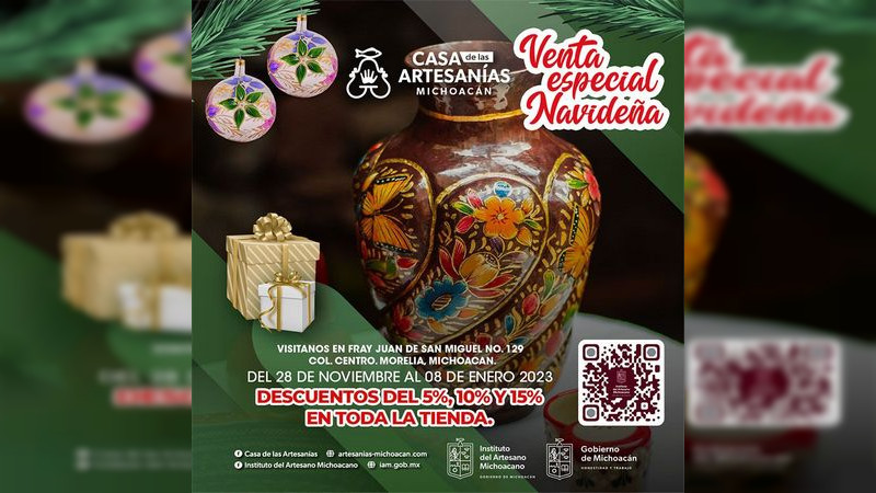 Llegó la temporada decembrina con descuentos en la tienda del Instituto del Artesano Michoacano 