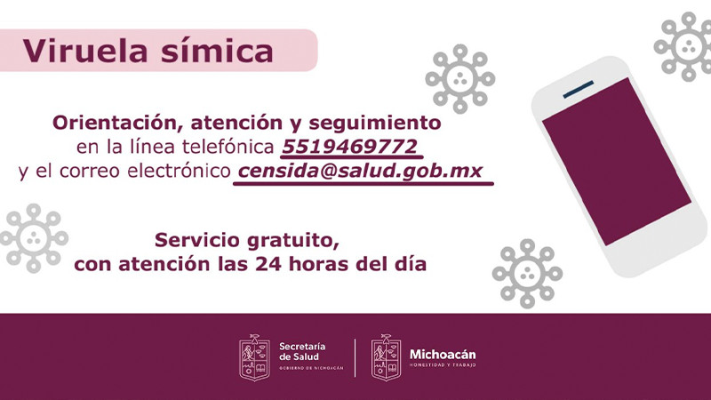 Continúa disponible línea telefónica para orientación de la viruela símica 