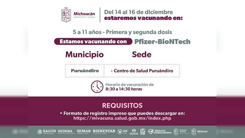 Convoca SSM a completar esquemas contra COVID-19 en menores de 5 a 11 años de 21 municipios