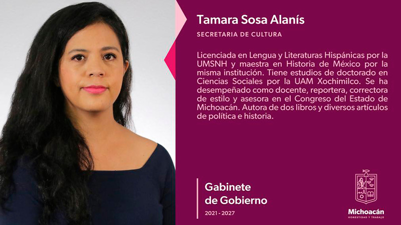 Tamara Sosa, nueva secretaria de Cultura en Michoacán 