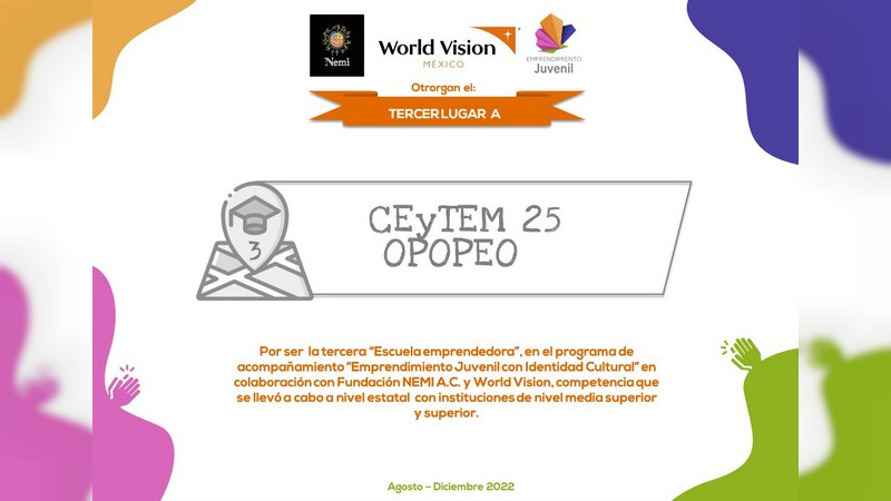 Estudiantes del Cecytem destacan en Programa de Emprendimiento Juvenil