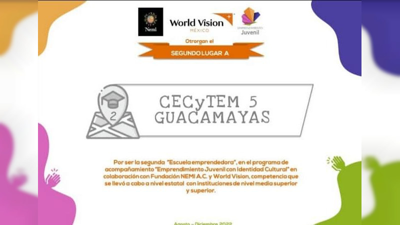 Estudiantes del Cecytem destacan en Programa de Emprendimiento Juvenil