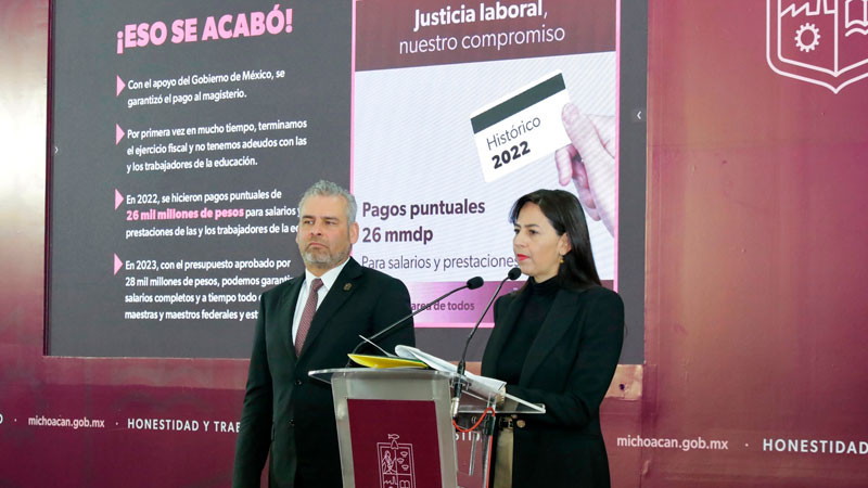 En 2023, garantizado el pago de salarios y prestaciones a maestros: Bedolla 