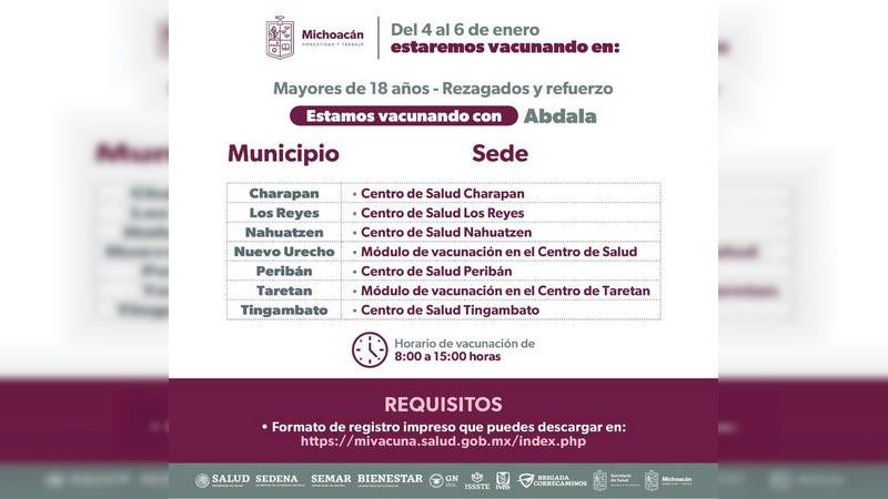 Anuncia Salud Michoacán refuerzo contra COVID-19 para mayores de 18 años