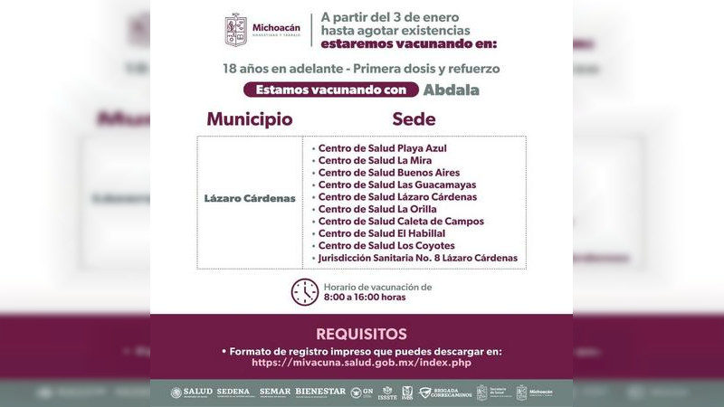 Anuncia Salud Michoacán refuerzo contra COVID-19 para mayores de 18 años