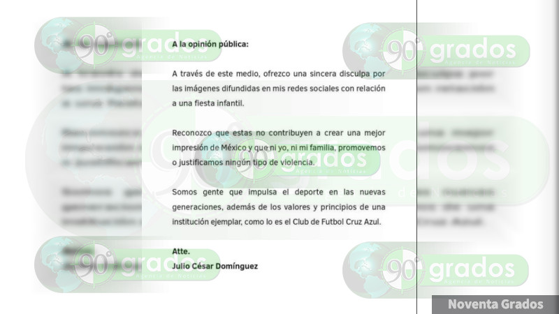 Apología de la violencia en fiesta infantil de hijo de jugador del Cruz Azul
