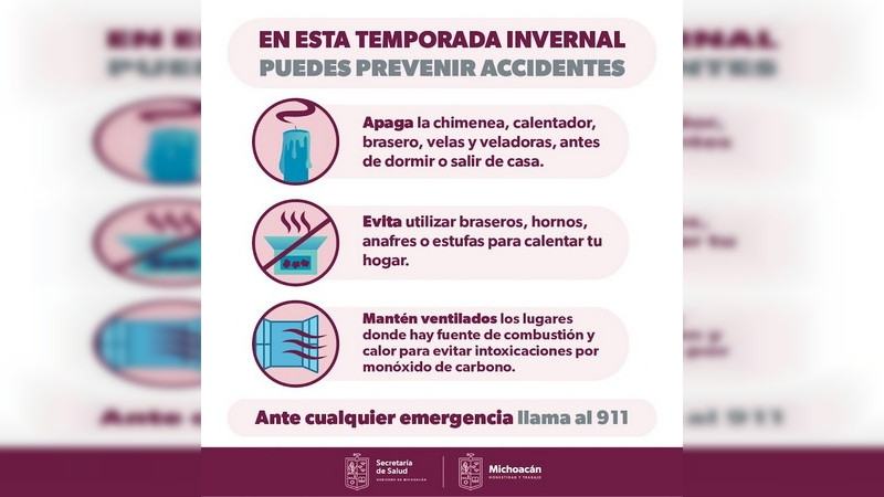 Reitera SSM llamado a evitar uso de anafres, fogones y braseros al interior del hogar  