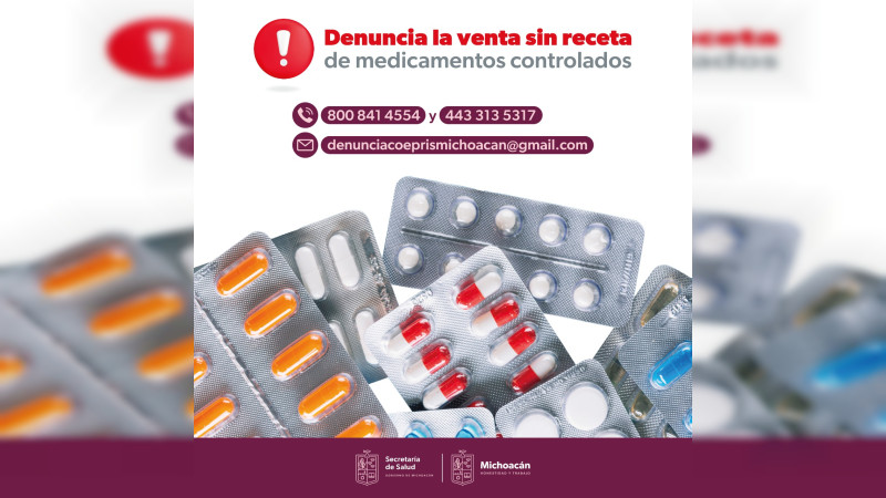 Prohibida, venta de medicamentos controlados sin receta médica: Coepris 