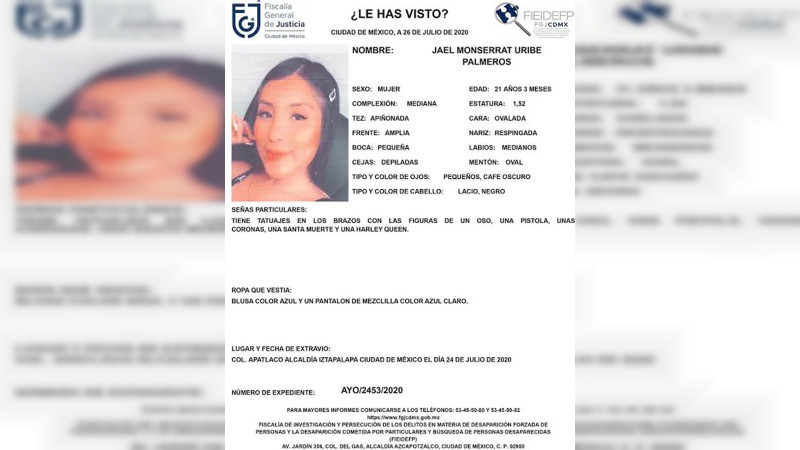 Detienen a dos por la desaparición de Jael Monserrat en Iztapalapa 