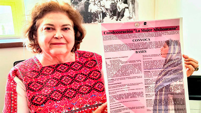 Convoca Congreso de Michoacán a presentar propuestas para merecedora de la condecoración “La Mujer Michoacana” 