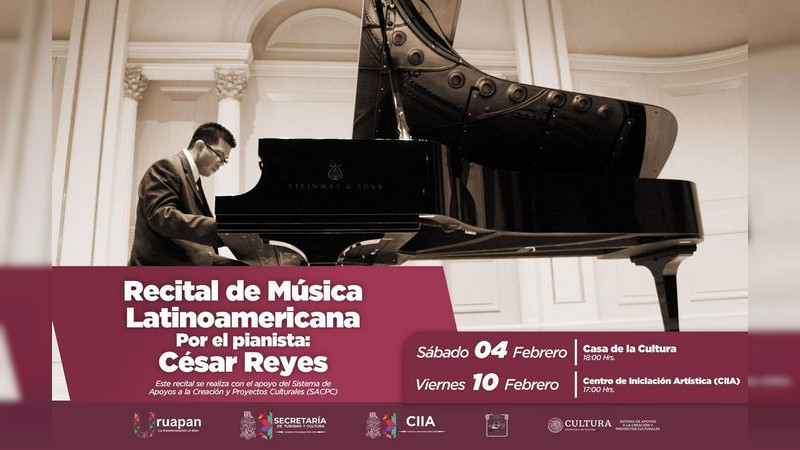 El pianista César Reyes ofrecerá dos recitales de música latinoamericana  