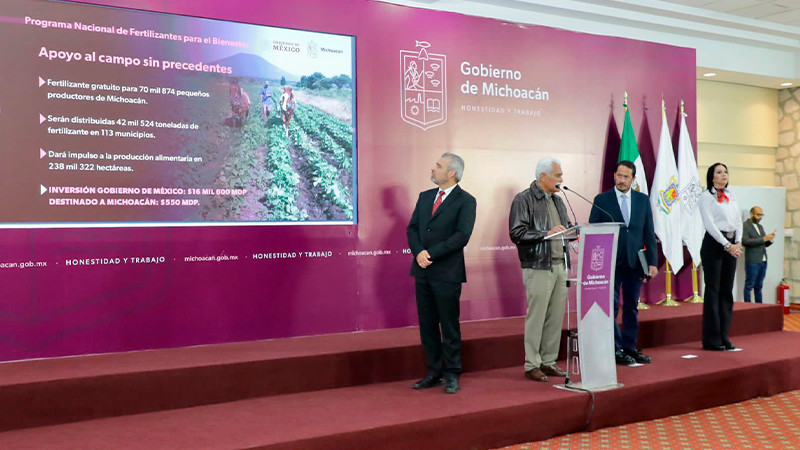 Histórico apoyo al campo en Michoacán; Bedolla anuncia entrega de 42 mil toneladas de fertilizante gratuito