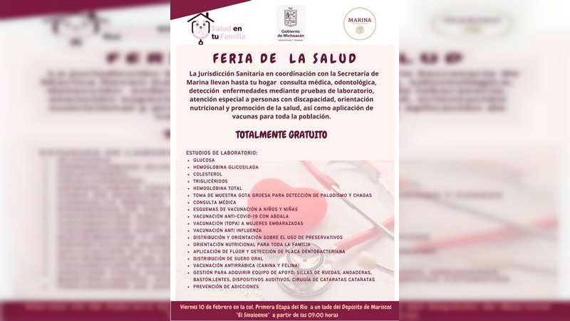 Acercará SSM servicios médicos gratuitos a Lázaro Cárdenas con Feria de la Salud 