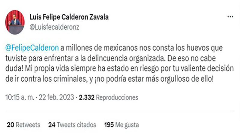 Hijo de Felipe Calderón envía mensaje a su padre tras veredicto de Genaro García Luna 