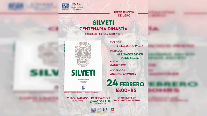 “Silveti, Dinastía Centenaria”, libro que será presentado en el Centro Cultural UNAM el 24 de febrero