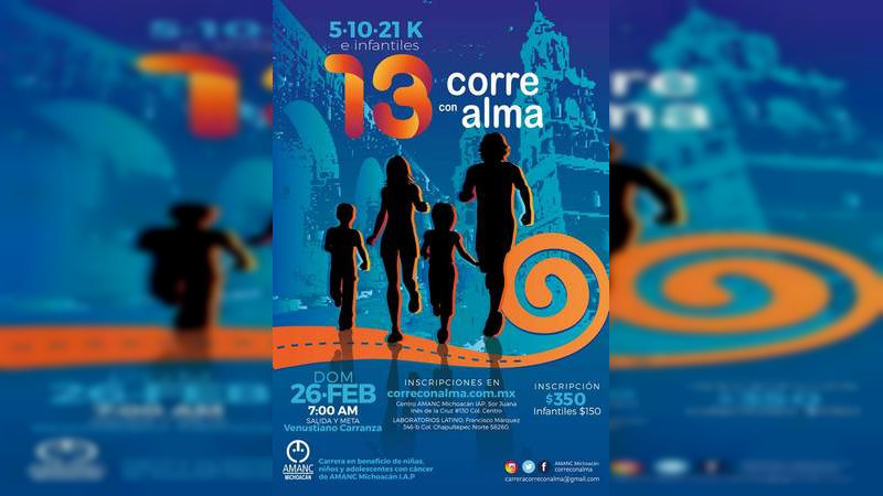 Este viernes cierra registro para la carrera atlética Corre con Alma: Salud Michoacán  