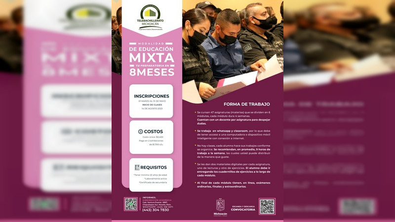 Termina la preparatoria en 8 meses en Telebachillerato Michoacán 